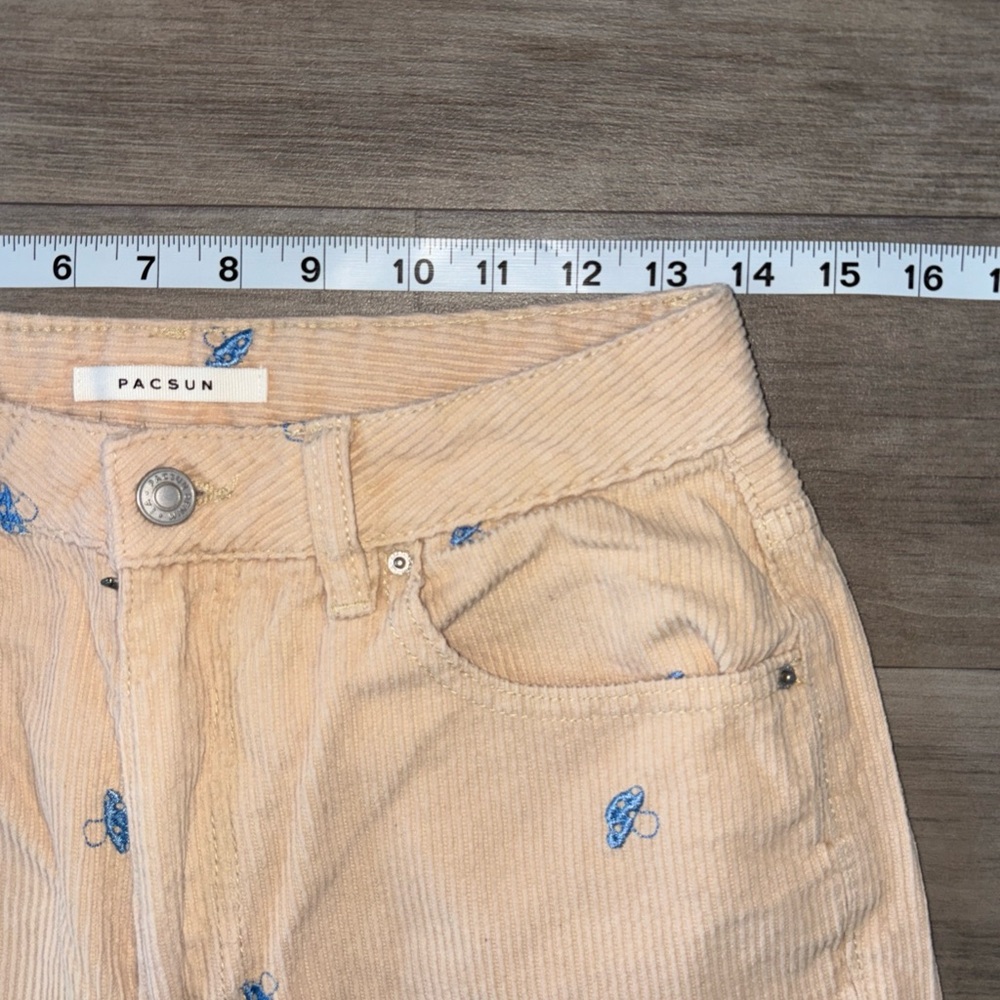 PacSun Light Tan Corduroy Pants with Blue Accents - Picture 6 of 12